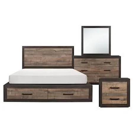 Queen Bed Dresser Mirror and 1 Nightstand